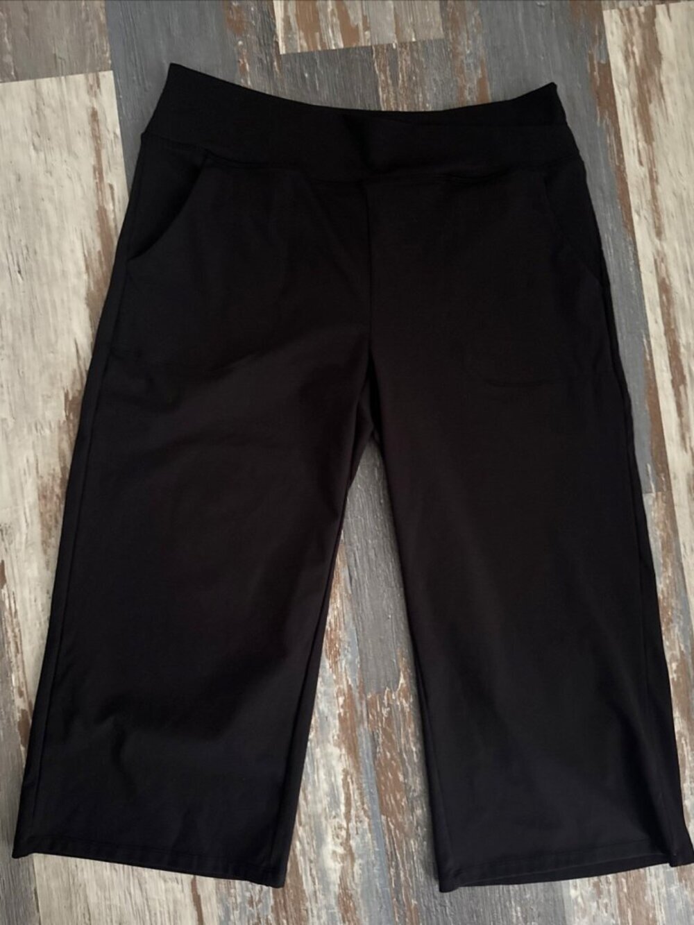 G4Free Wide Leg Pants Women's 2XL Capris Black Pull On Stretch Soft Trousers